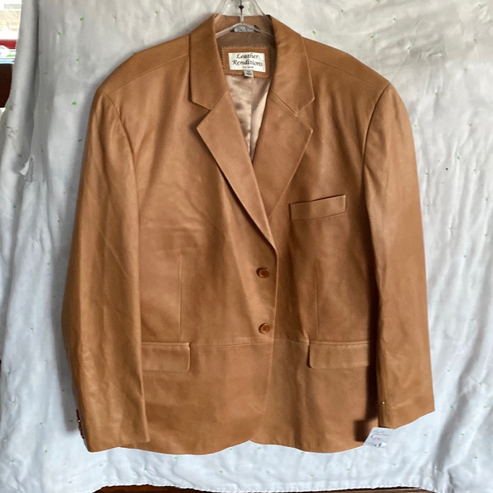 Leather Renditions by Sandi lamb leather jacket. NWT light tan color very nice!